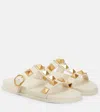 Valentino Garavani 10mm Roman Stud Leather Slide Sandals In Light Ivory