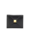 Valentino Roman Stud Leather Wallet In Black