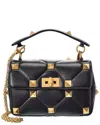 Valentino Roman Stud Medium Quilted Chain Shoulder Bag In Black