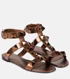Valentino Roman Stud Metallic Leather Sandals In Metallic