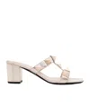 Valentino Roman Stud Metallic Sandals In Nude