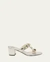 Valentino Garavani Woman Sandals Off White Size 10 Soft Leather In Platino