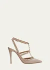 Valentino Roman Stud Pointed Caged Pumps In Poudre