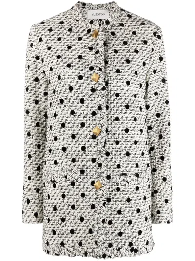 Valentino Roman Stud Polka-dot Tweed Jacket