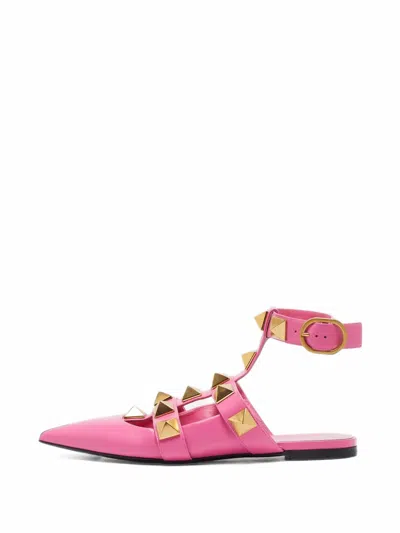 Pre-owned Valentino Garavani Roman Stud Sandals In Pink