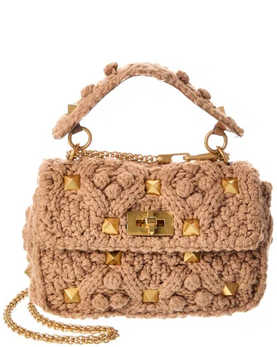 Valentino Garavani Valentino Roman Stud Shoulder Bag In Brown