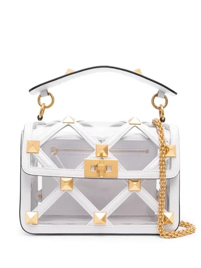 Valentino Garavani Roman Stud Shoulder Bag In White