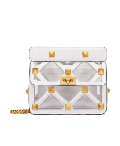 Valentino Garavani Roman Stud Shoulder Bag In White