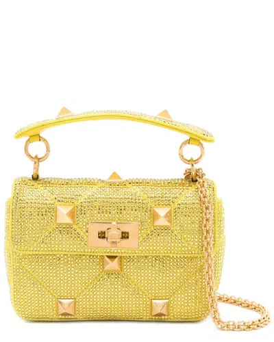 Valentino Garavani Valentino Roman Stud Small Leather Shoulder Bag In Yellow