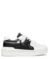 Valentino One Stud Xl Low-top Sneaker In Nappa Leather And Jacquard Toile Iconographe Technical Fabric In White