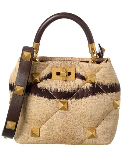 Valentino Garavani Valentino Roman Stud The Handle Small Canvas Shoulder Bag