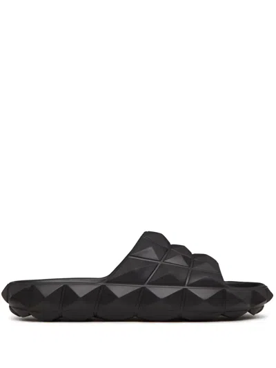 Valentino Garavani Roman Stud Turtle Slide Sandal In Nero