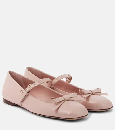 Valentino Garavani Romance Bow Patent Leather Mary Jane Flats In Pink