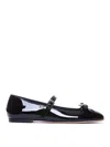 Valentino Romance Patent Bow Mary Jane Ballerina Flats In Negro