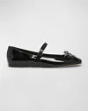 Valentino Romance Patent Bow Mary Jane Ballerina Flats In Nero