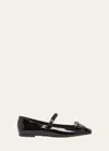 Valentino Romance Patent Bow Mary Jane Ballerina Flats In Nero