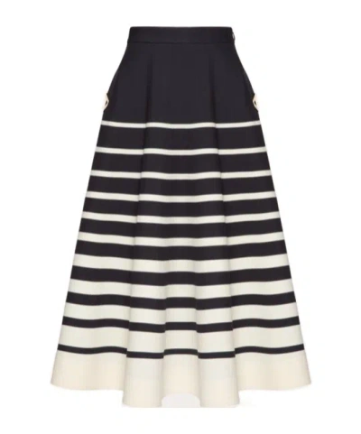 Valentino Roomview Crepe Couture Midi Skirt In Black