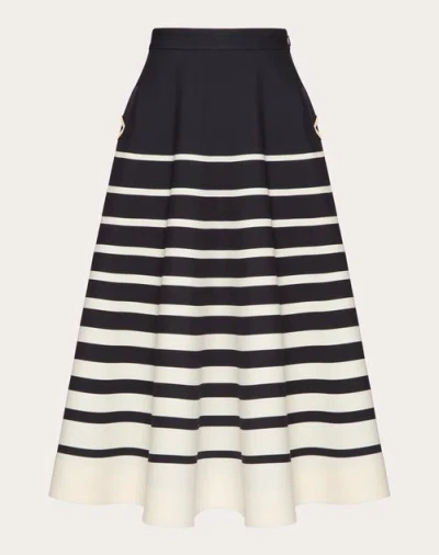 Valentino Roomview Crepe Couture Midi Skirt Woman Ivory/navy 36