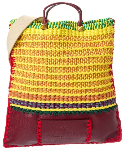 Valentino Garavani Valentino Rope & Leather Tote In Red