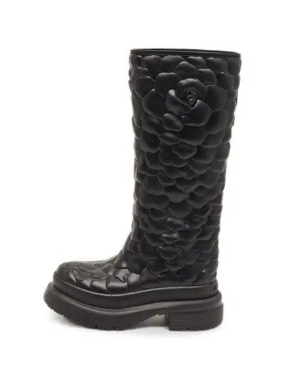 Pre-owned Valentino Garavani Rose Atelier Knee-length Boots In Black