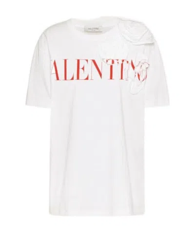 Valentino Rose Blossom Cotton T-shirt In White
