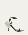 Valentino Garavani Rose Leather Ankle-strap Sandals In K97 Nero Bianco Nero