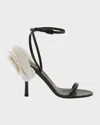 Valentino Rose Leather Ankle-strap Sandals In K97 Nero Bianco Nero