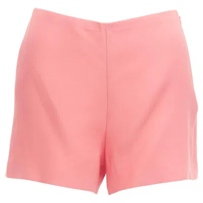 Pre-owned Valentino Rose Pink Virgin Wool Silk High Waist Minimal Wide Shorts It38 Xs In Red