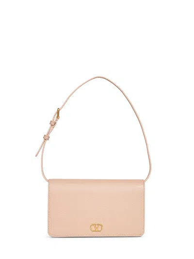 Valentino Garavani Rose Sand Vlogo Signature Mini Shoulder Bag
