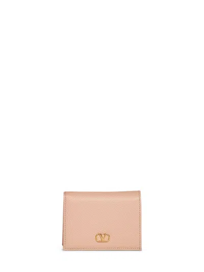 Valentino Garavani Rose Sand Vlogo Signature Wallet