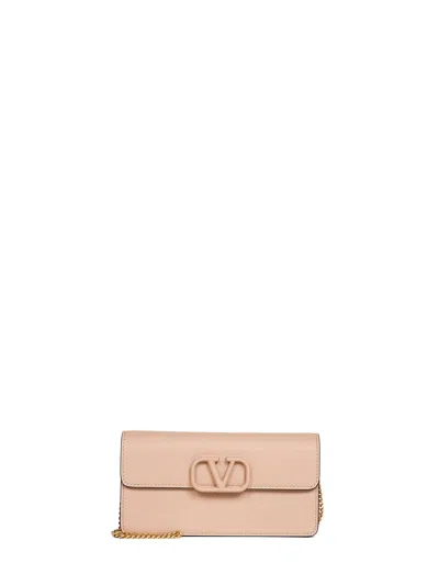 Valentino Garavani Rose Sand Vlogo Signature Wallet On Chain