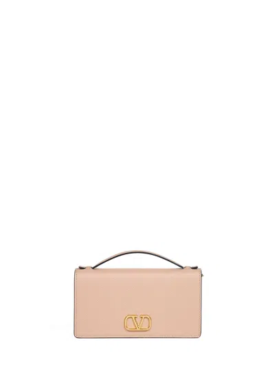 Valentino Garavani Rose Sand Vlogo Signature Wallet On Chain
