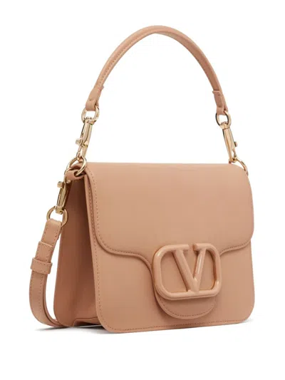 Valentino Garavani Rosecannel Pouch Handbag With Dorado Logo In Brown