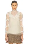 Valentino Roses Dentelle Top In Old Ivory