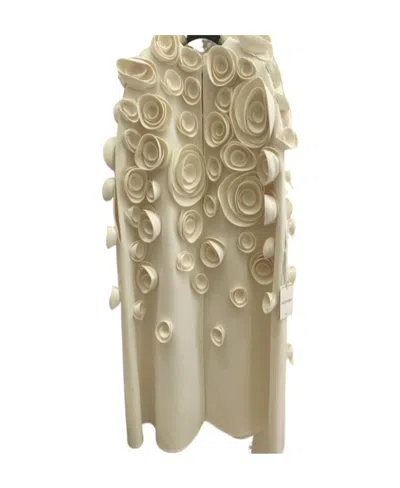 Valentino Rosette Cloak In Ivory White