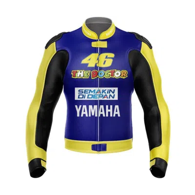 Pre-owned Valentino Rossi Yamaha Motorbike Racing Jacket In Yellow, Blue And Black