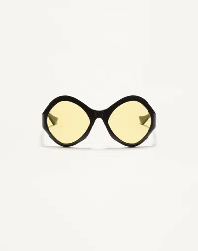 Valentino Garavani Valentino Round Acetate Eyewear Unisex Black/yellow 61