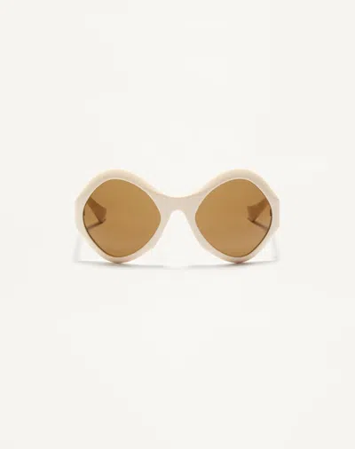 Valentino Garavani Valentino Round Acetate Eyewear Unisex Ivory/brown 61
