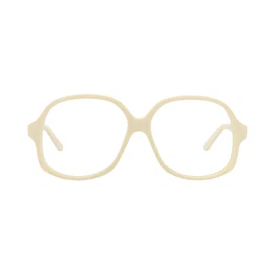 Pre-owned Valentino Garavani Valentino Round Acetate Optical Frames 'ivory/transparent' | White | Men's Size Onesize