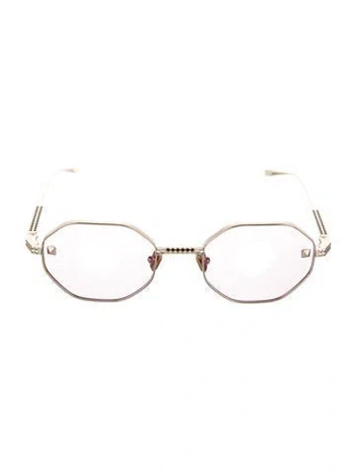 Pre-owned Valentino Round Clear Sunglasses W/ Tags In Gold