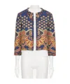 Valentino Womens Indaco Arancio Giallo Paisley-pattern Cropped Cotton Jacket In White