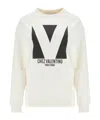Valentino Round-collar Long-sleeve Hoodie In White