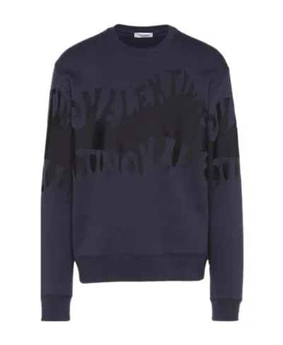 Valentino Round Collar Long Sleeve Sweater In Black
