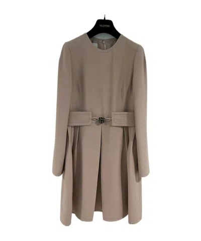 Valentino Round-collar Long-sleeved Dress In Gray