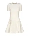 Valentino Round-collar Short-sleeve Dress In White