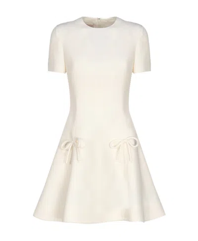 Valentino Round-collar Short-sleeve Dress In White