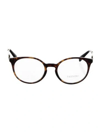 Pre-owned Valentino Garavani Round Eyeglasses In Brown