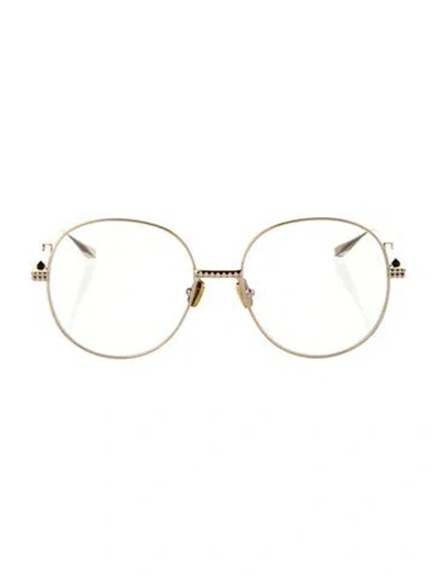 Pre-owned Valentino Garavani Round Eyeglasses In Gold