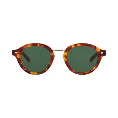 Pre-owned Valentino Round Frame Acetate Sunglasses 'tortoise/green' | Brown | Men's Size Onesize