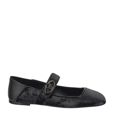 Valentino Garavani Leather Locker Ballerina Flats In Black